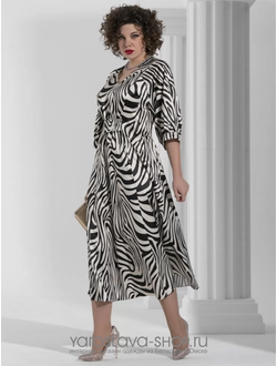 Модель: 1326. Платье вечернее длинное серого цвета с рисунком "зебра".