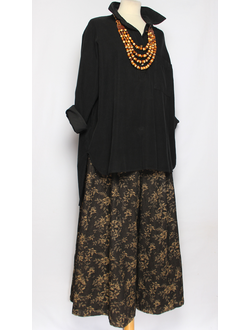 Рубашка Бохо "Вельвет асимметрия" черная до р.54