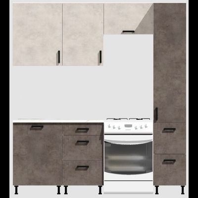 Кухня Эконом 1,5 метра с колонкой (1100х400) Цвет: Цемент светлый/Цемент темный