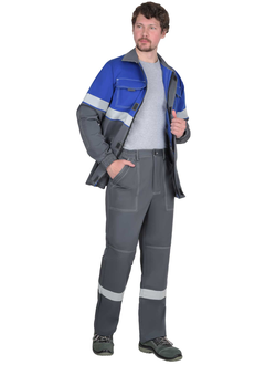 Костюм "СИРИУС-Самотлор-РОСС" куртка, брюки серый с вас, 80% х/б, 20% п/э, антист. нить 250 г/кв.