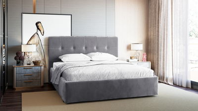 Кровать двуспальная, MyCloud Аннета с подъемным механизмом, бельевым ящиком, мягкое изголовье, квадратная стяжка