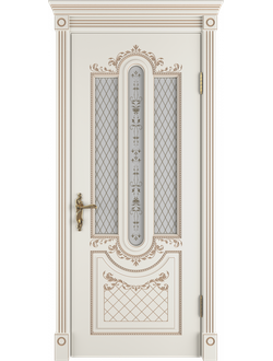 VFD. ALEXANDRIA 3D/ IVORY PC. АЛЕКСАНДРИЯ 3D/ СЛОНОВАЯ КОСТЬ--ПАТИНА КАПУЧИНО. ПОЛОТНО ОСТЕКЛЕННОЕ