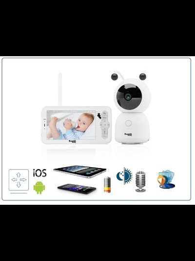 Видеоняня Ramili Baby RV100, монитор и 1 поворотная видеокамера, двухрежимная видеоняня, с DVR. HD
