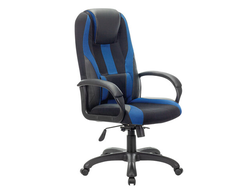 Кресло компьютерное BRABIX PREMIUM "Rapid GM-102", НАГРУЗКА 180 кг, экокожа/ткань, черное/синее