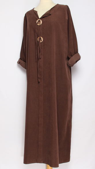 Платье  Бохо "Вельвет-пуговицы " кофе до р.54
