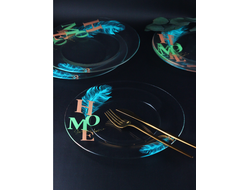 Тарелка 25см, бирюзовое перо