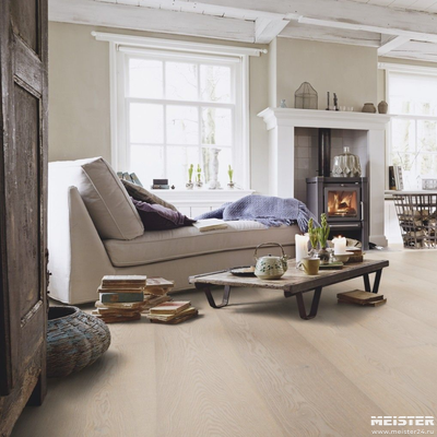 Паркетная доска Meister Дуб натур Арктический белый 8735 HD400L