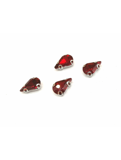 Стразы стеклянные пришивные в цапах,  8*13 мм цвет красный
