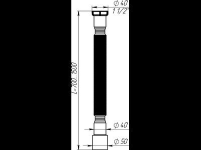 Гибкая труба 1 1/2"х40/50 удлиненная 1500 мм, T114-25-MR [56846]