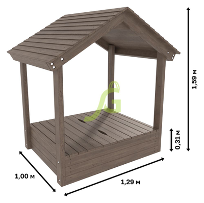 Детская деревянная песочница IgraGrad с крышкой и крышей