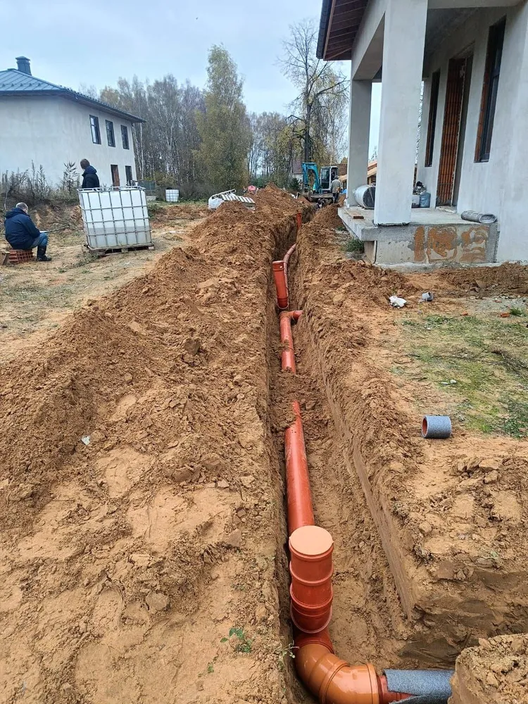 Прокладка магистрали от трех строений