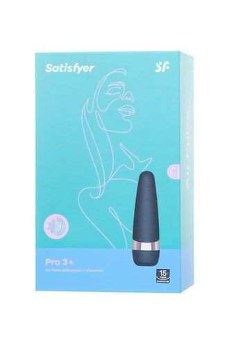 2018-32 ВАКУУМ-ВОЛНОВОЙ БЕСКОНТАКТНЫЙ СТИМУЛЯТОР КЛИТОРА SATISFYER PRO 3 VIBRATION, СИЛИКОН, ЧЕРНЫЙ, 14 СМ.