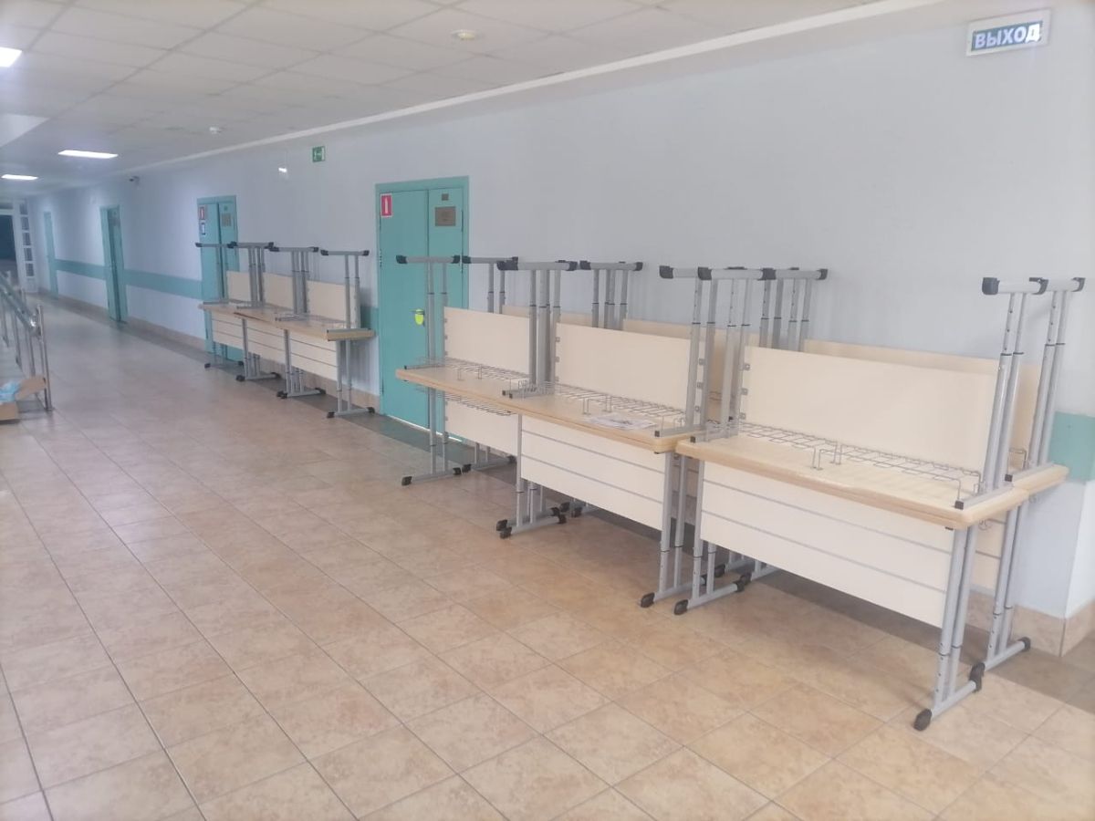 стол ученический двухместный на плоскоовальной трубе ДУ-25