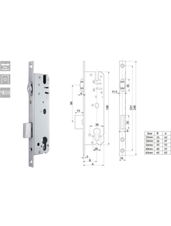012-Замок врезной  92 -16 25  Ролик  для оконного профиля ( межкомнатные двери) (Планета 70 п310 )