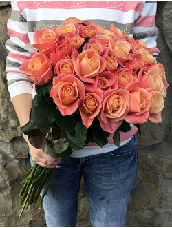 Персиковая роза 50 см