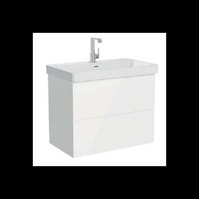 Шкаф Vitra Metropole Pure с раковиной, c 2 ящиками, с подсветкой в верхнем ящике, 80 см, цвет глянцевый белый, 67332