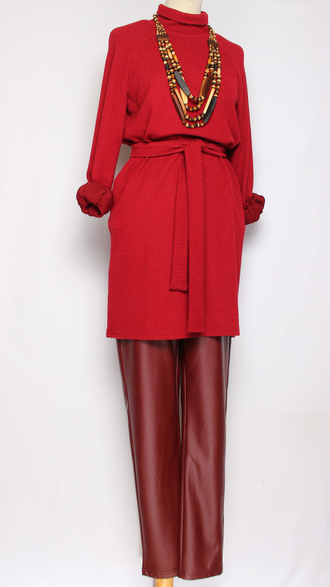 Платье-туника трикотажное "Фактурное реглан" красное р.44, зеленое 42