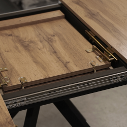 МАКАО Стол обеденный раздвижной,1100/1500х1100х32мм, ЛДСП Дуб Вотан/черный 15