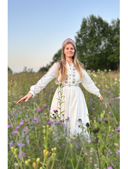 Платье-рубашка «Процветание» белый лён