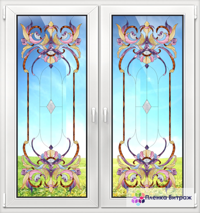Витражная пленка, витражная пленка самоклеющаяся, пленочный витраж с классическим рисунком