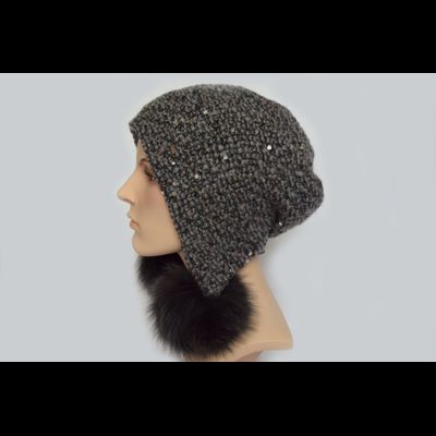 Серая женская шапка ушанка с помпонами Vizio 6444 Италия фото