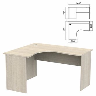Стол компактный "Арго", 1400х1200х760 мм, левый, ясень шимо