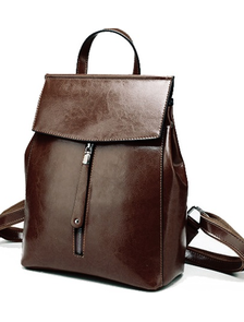Кожаный женский рюкзак-трансформер Zipper тёмно-коричневый