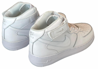 Nike Air Force 1 Mid All White с мехом