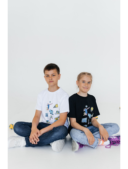 Футболка повседневная белая Volleylife (со стикерами) детский размер