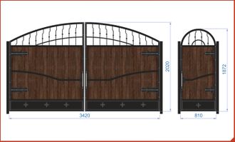 Кованые ворота с калиткой 009