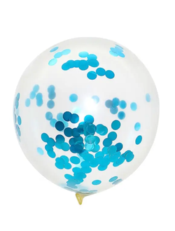 Прозрачный воздушный шар с голубым круглым конфетти
