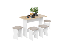 Обеденная группа тип 1 Белый/Дуб крафт золотой/Иск.замша Latte