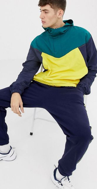 Куртка - Анорак в винтажном стиле Collusion Темно - Синий / Желтый