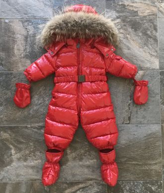 М.18-37 Комбинезон Moncler лаковый красный  (68, 74, 92)