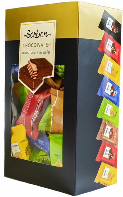 ХРУСТЯЩИЕ МИНИ-ВАФЛИ SORBON АССОРТИ С НАЧИНКАМИ "РАДУГА" 1 КГ.