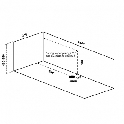 Акриловая ванна BAS Ньюлав 180х90 каркас, слив-перелив