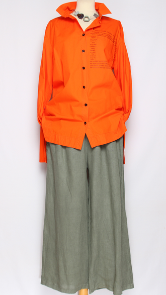 РУБАШКА ХЛОПОК "ТЕКСТЫ" оранжевая 48-56