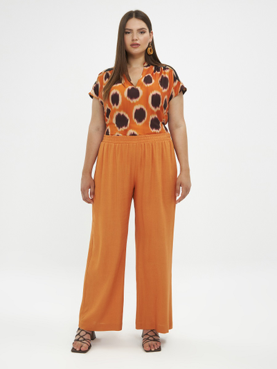 Летние брюки прямого кроя из льна (т.оранж)