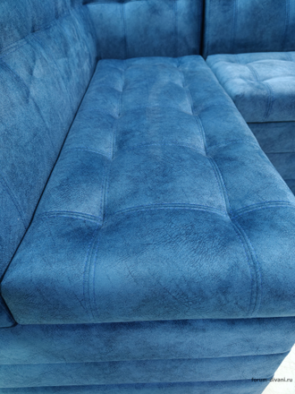 Кухонный Угловой диван "ФОРУМ-5МН" Стандартный велюр Синий, левый