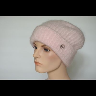 Берет вязаный розовый с отворотом Vizio Италия 6946 BRO