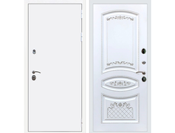 Белая дверь Rx 5 с патиной серебро ФЛ 317