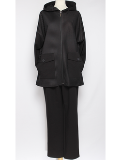 КОСТЮМ ЖАКЕТ НА МОЛНИИ И БРЮКИ "ПОЛОСКИ" чёрный р.50