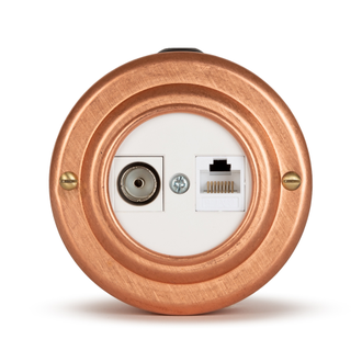 Ретро розетка металлическая ТВ+Интернет медь/белый (Vintage-brass)