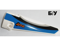 ! Б/У - Technic, Panel Fairing # 6 Long Smooth, Side B with 'Axle & BEAM' and Blue, Black and Gray Pattern Sticker - Set 42045, White (64393pb023) - Б/У
