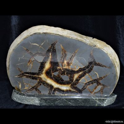 Септария - полированный спил на подставке из камня 310*100*240мм