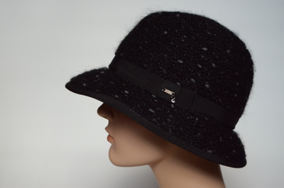 Фетровая черная шляпа с  вязаной отделкой Vizio Италия 6924 PL