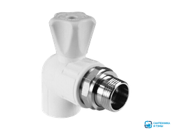Кран шаровый д/радиатора VALFEX 25-3/4" угловой белый