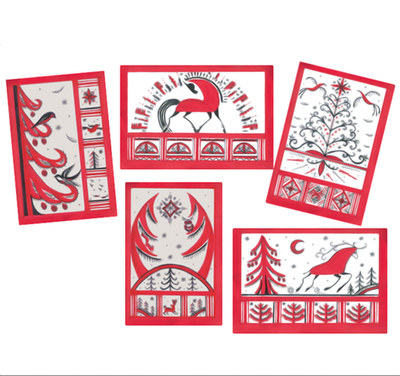 Сумка-шоппер из белой саржи с принтом в стиле мезенской росписи