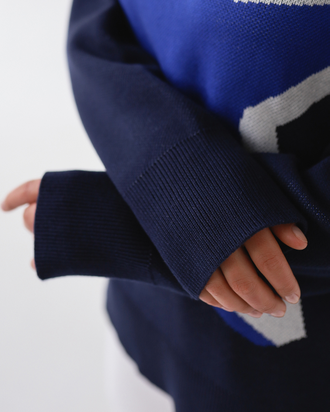 Жаккардовый свитер со звездой (темно-синий)