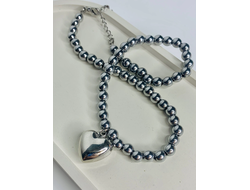 Колье с сердцем, гематит